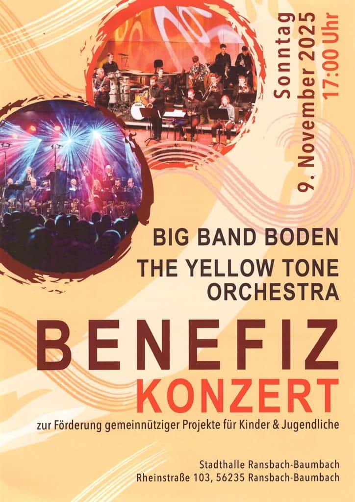 Flyer zum Benefizkonzert der Big Band Boden und The Yellow Tone Orchestra